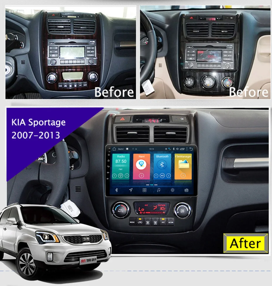 Экран 9 дюймов 2.5D IPS HD мультитач Android 8 1 2 Гб ОЗУ 32 ПЗУ NAVI для KIA Sportage 2007-2013 с Bluetooth USB WIFI