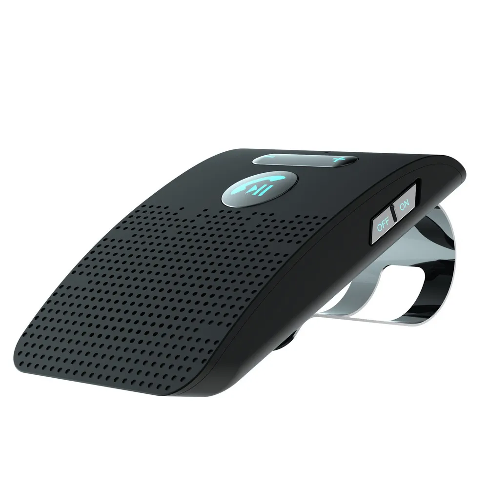Car Bluetooth Hifi Speaker 2W Handsfree wireless Audio Receiver MP3 Music Player Noise Cancelling Sun Visor Clip for 2 Phones
