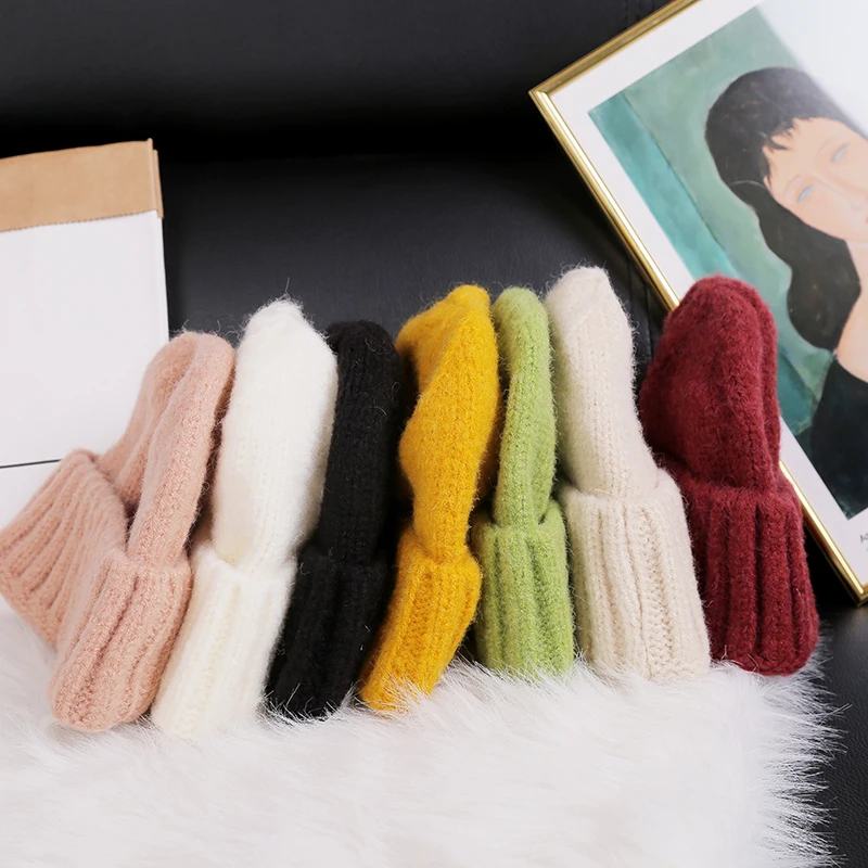 Шапка дыни одноцветная хлопок кроличья шерсть зимние шапки для женщин теплая