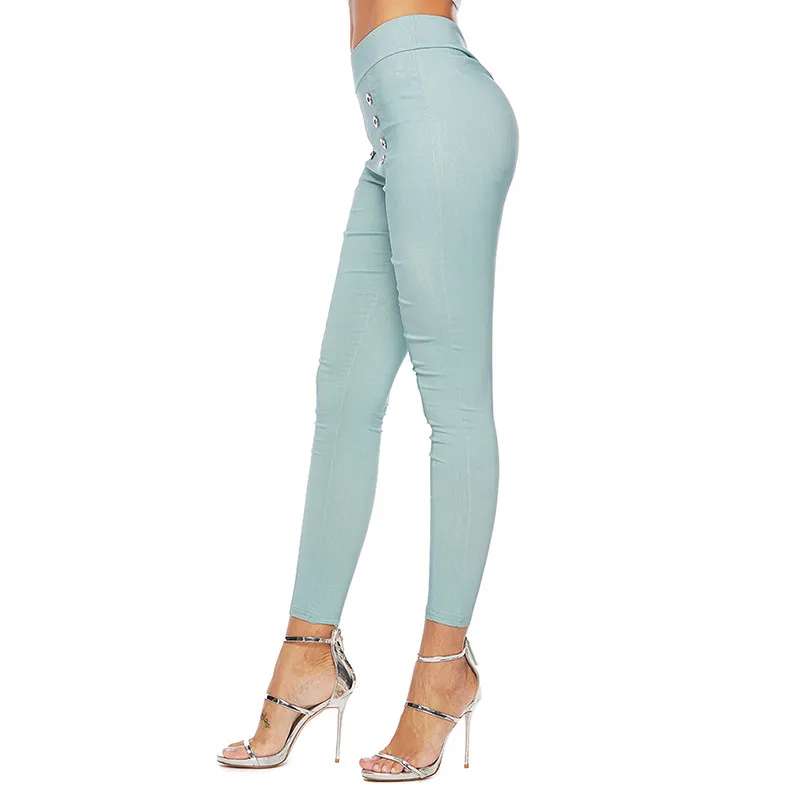 

New Autumn New Women Mid Waist Black Pencil Pants Slim All Match Double Spring Breasted Pants Lady Trousers