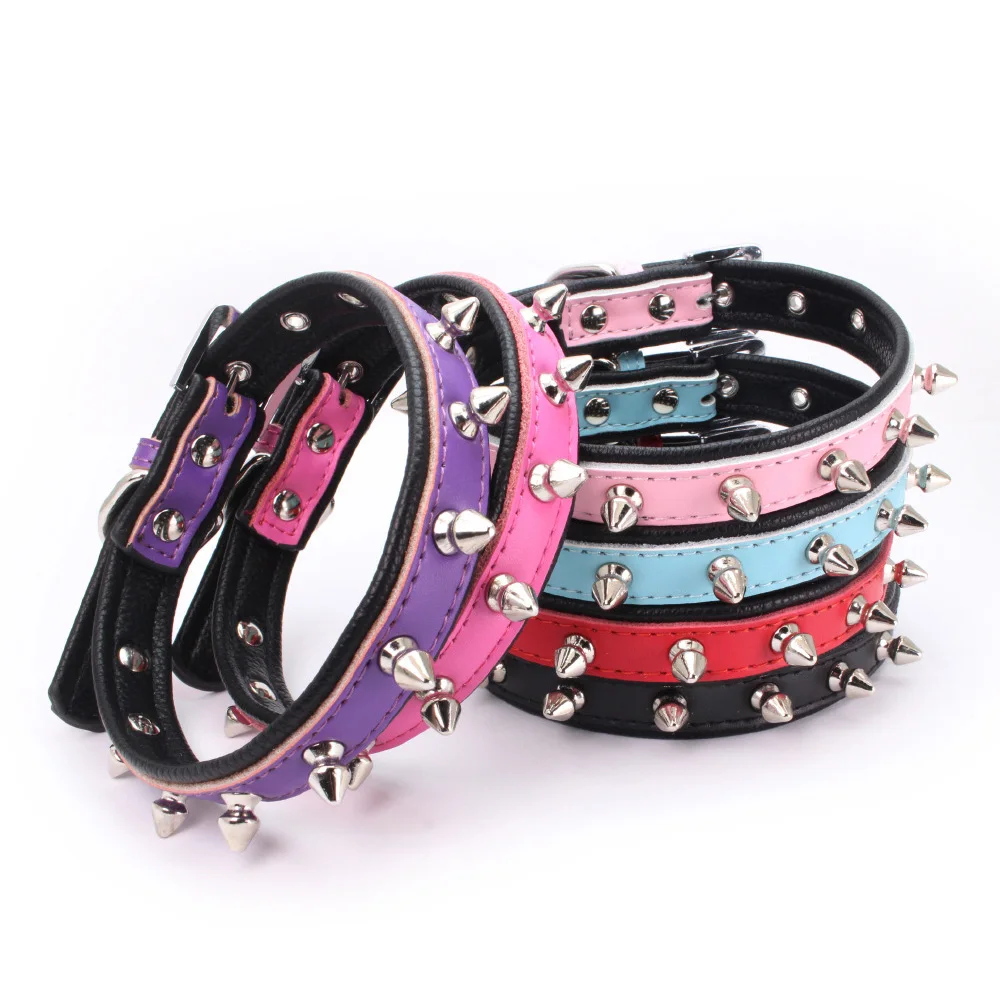 

Spiked Studded Small Large Cat Collar Rivet Accessory Hond Neck Strap For Kitten Necklace Leather PU Pitbull BullCat Pet