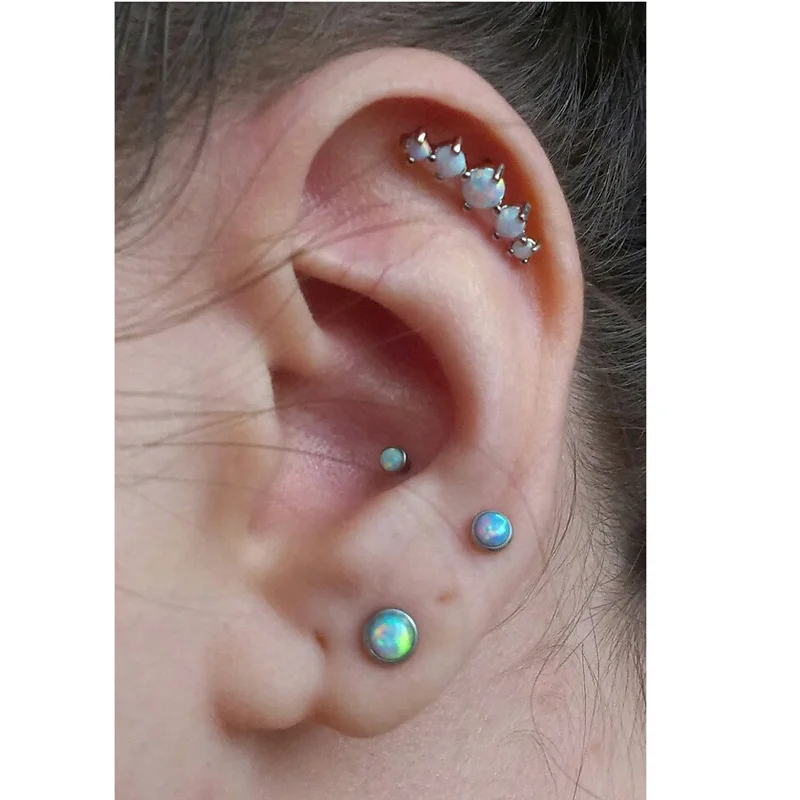 Серьга с опалом 8 шт./лот разных цветов ювелирное изделие для пирсинга завитка