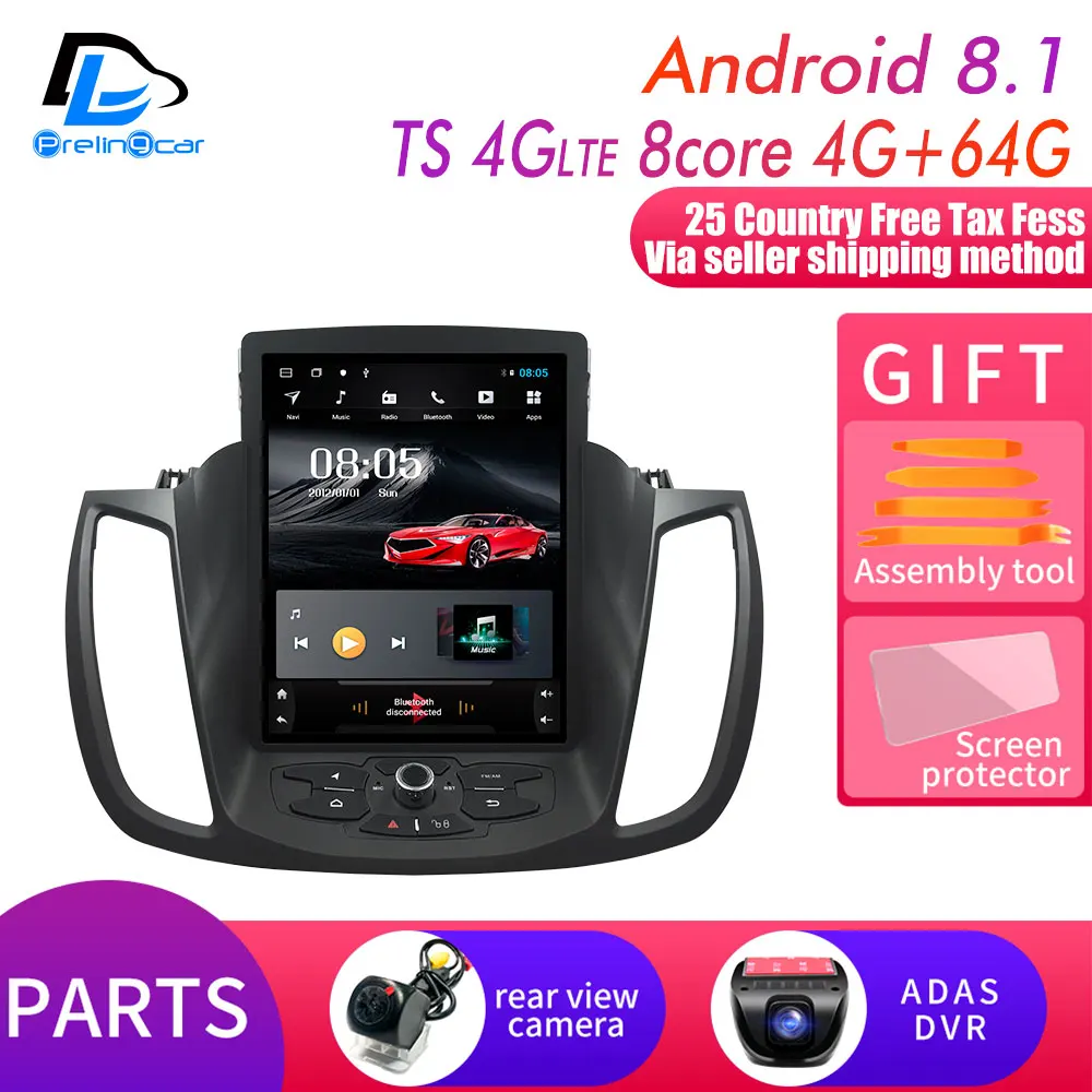 TS-4G 4G64G add DVR 4G Lte 32G rom Вертикальная android система Мультимедиа Видео Радио плеер для ford escape kuga 2013- C-MAX Навигация стерео - Цвет: TS-4G 4G64G add DVR