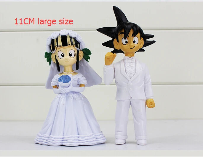 11cm large size 2 шт./компл. 11 см Жемчуг дракона Сон Гоку Чичи Свадебные игрушки Фигурки из ПВХ подарок для друзей - Цвет: 11cm large size