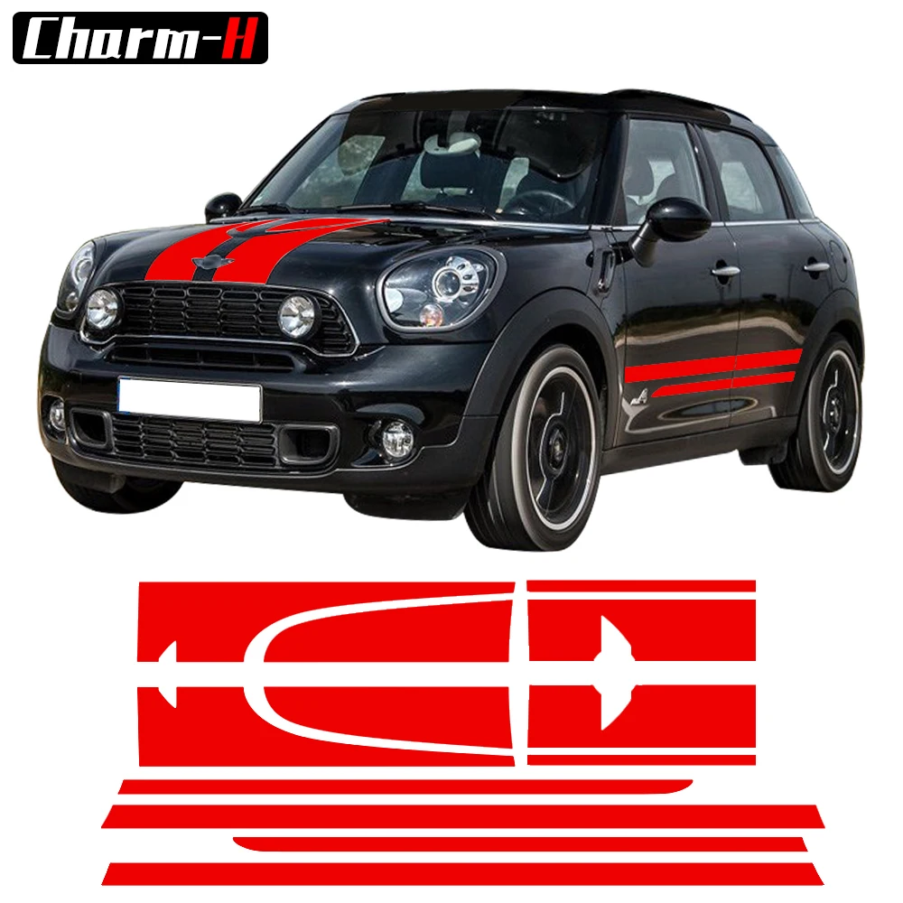 

Decal Sticker Stripe For MINI Countryman R60 John Cooper Works JCW Side Racing Skirt Stripes Hood Rear Decal ACCESSORIES