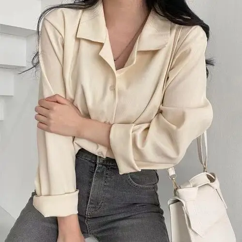 

Simple All-match Candy Color Women Blouse Turn-down Collar Single Breasted Femme Blusas Casual Loose Chic Corduroy Shirts