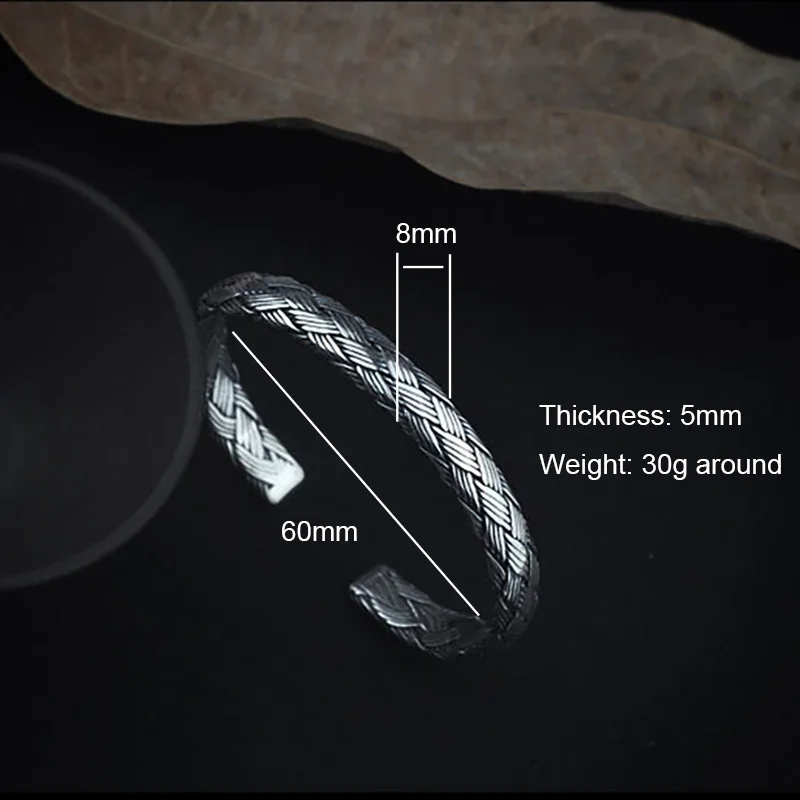 Винтажные плетеные браслеты ручной работы из стерлингового серебра 925 пробы для