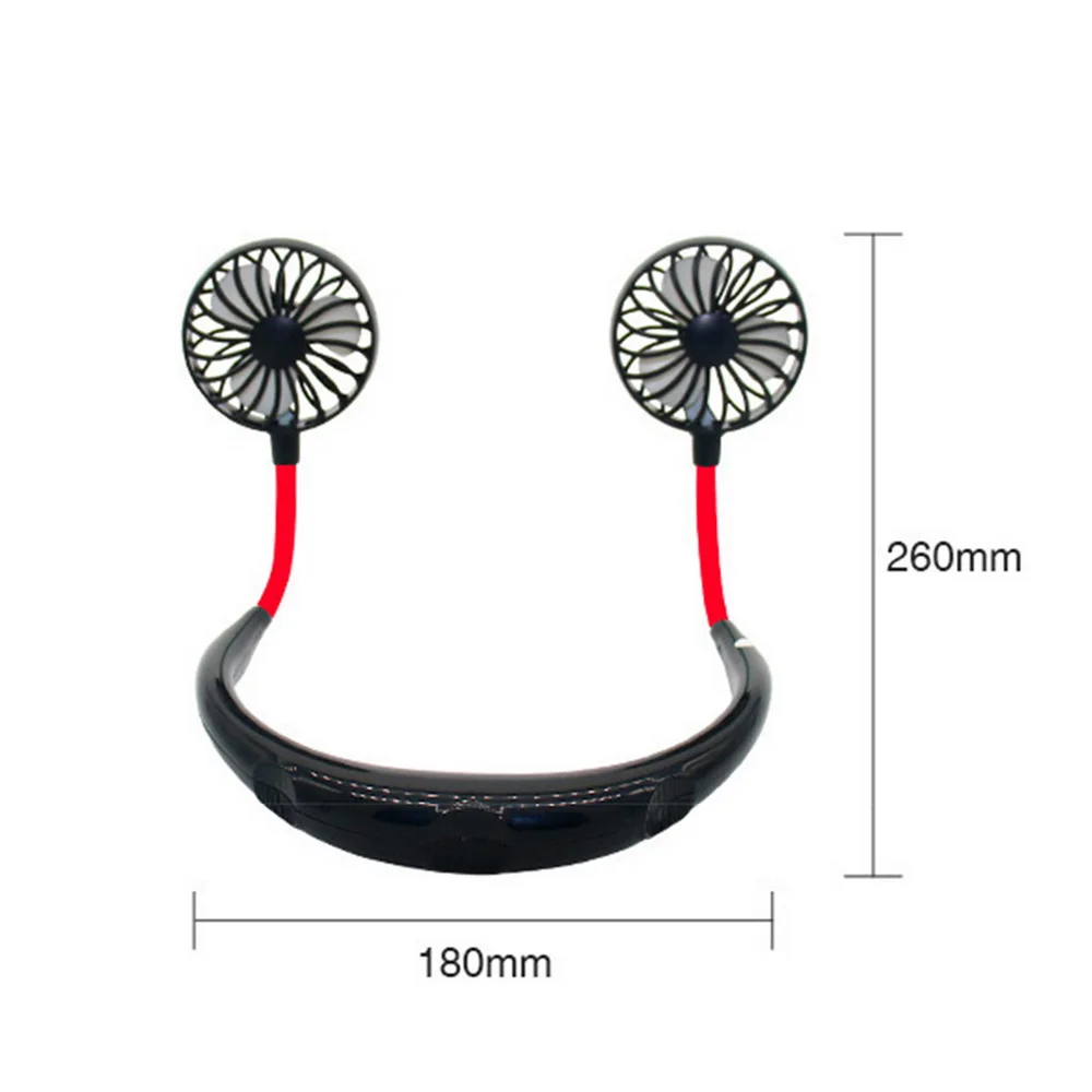 Портативный вентилятор с аккумулятором Перезаряжаемый USB двумя ветряными головками для путешествий и офиса