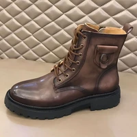 high quality brand fashion high mens ankle boots genuine leather chunky martins boots for man punk motorcycle boots