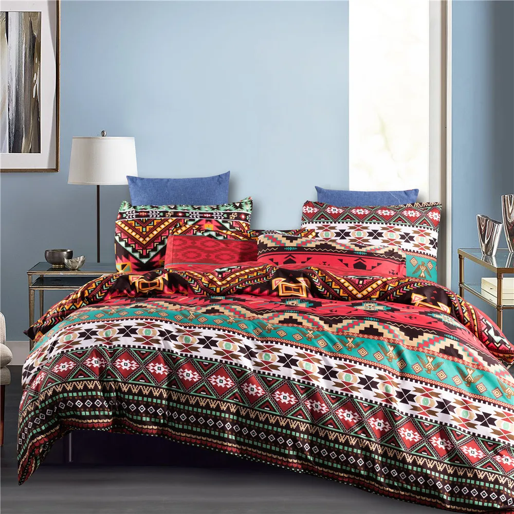 

Red Bohemia Style Colorful Elegant Comforter Bedding Set Fashion King Queen Twin Size Bed Linen Duvet Cover Sets Pillowcase