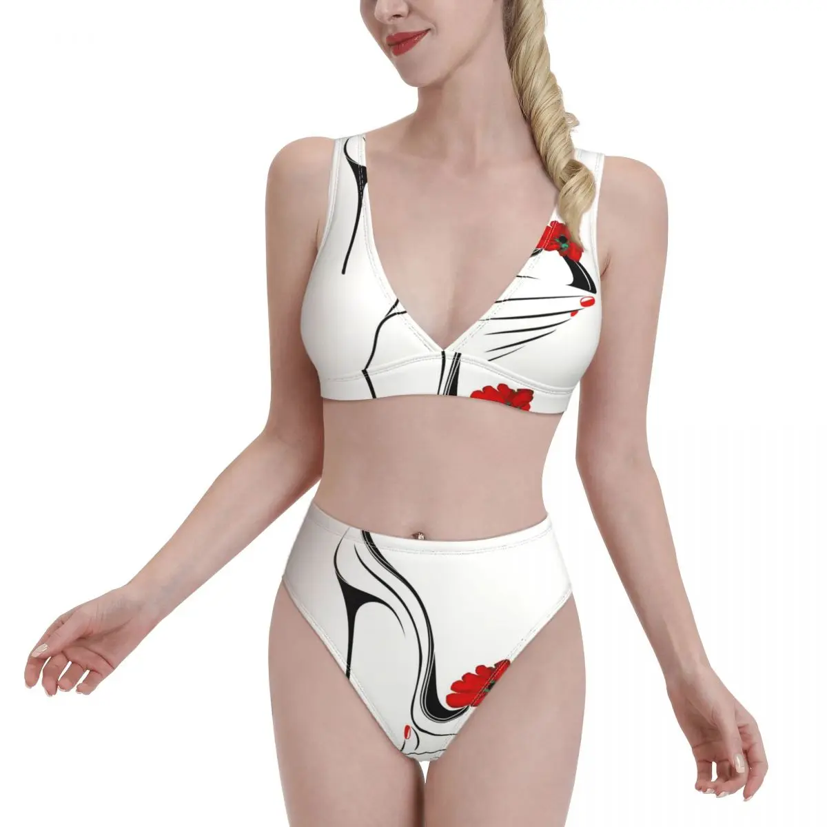 

Новинка 2021, спортивные бикини с принтом и пуш-ап, сексуальный женский купальник, купальник с высокой талией, женская пляжная одежда, обувь на...