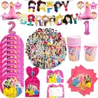 Disney, шесть принцесс, один год, день рождения, одноразовый фотоальбом, баннер, подставка для торта, украшение для дня рождения, товары для вечеринки