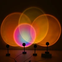 usb rainbow sunset red projector led night light sun projection desk lamp for bedroom bar coffee store wall decoration lighting