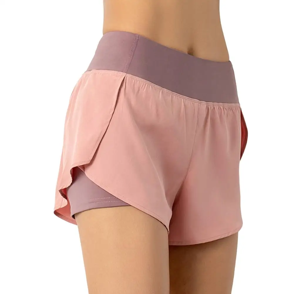 

Summer Double Layer Workout Shorts Women Sporting Fitness Shorts Women Elastic Breathable Casual Shorts Female with Pockets