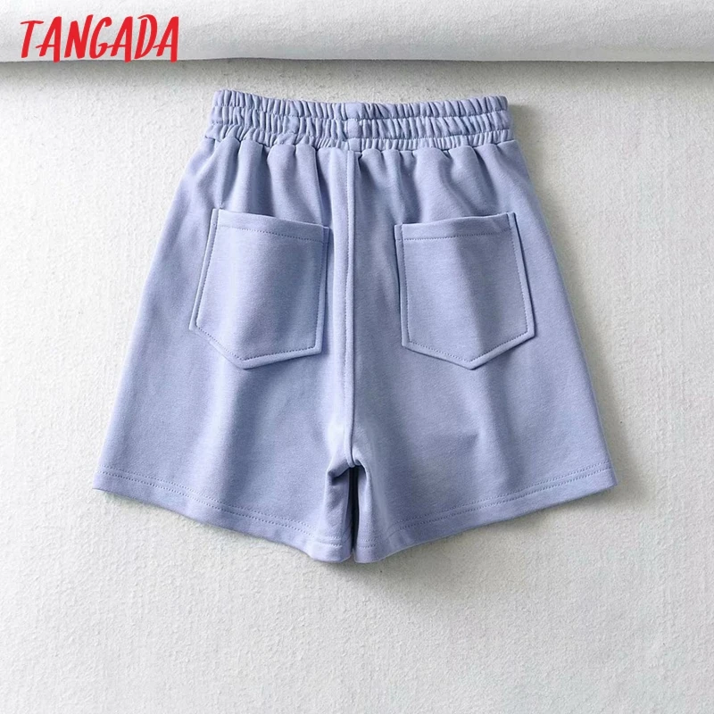 

Tangada 2021 Women Tracksuit Cotton Suit 2 Pieces Sets Crop Hoodies Sweatshirt and Shorts Suits 2T6