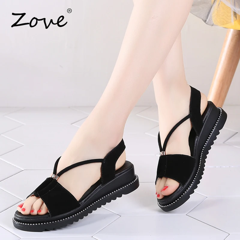 Женские замшевые сандалии ZOVE летние пляжные с ремешками на лодыжках без застежек