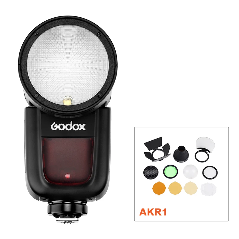V1P and AKR1 Godox V1 V1P фонарик для камеры ttl литий-ионная круглая вспышка для фотоаппарата вспышка для Pentax camera s с триггером X2T AKR1 - Цвет: V1P and AKR1