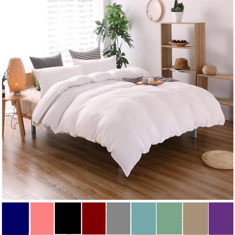 

9 Colors Polyester Duvet Cover Set Solid Duvet Cover With Pillowcases Without Sheet Without Filler Plain Dyed