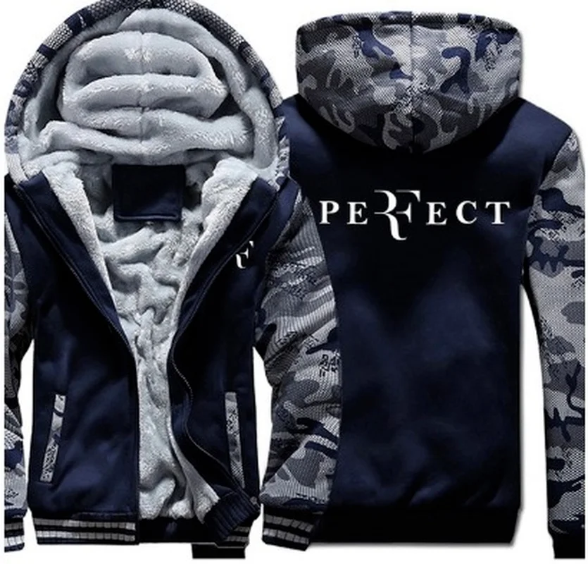 

2021 New Winter Jacket Men Thicken Zipper Hooded RF Roger Federer Sweatshirt Outwear Warm Coat Male Casual Clothing Men