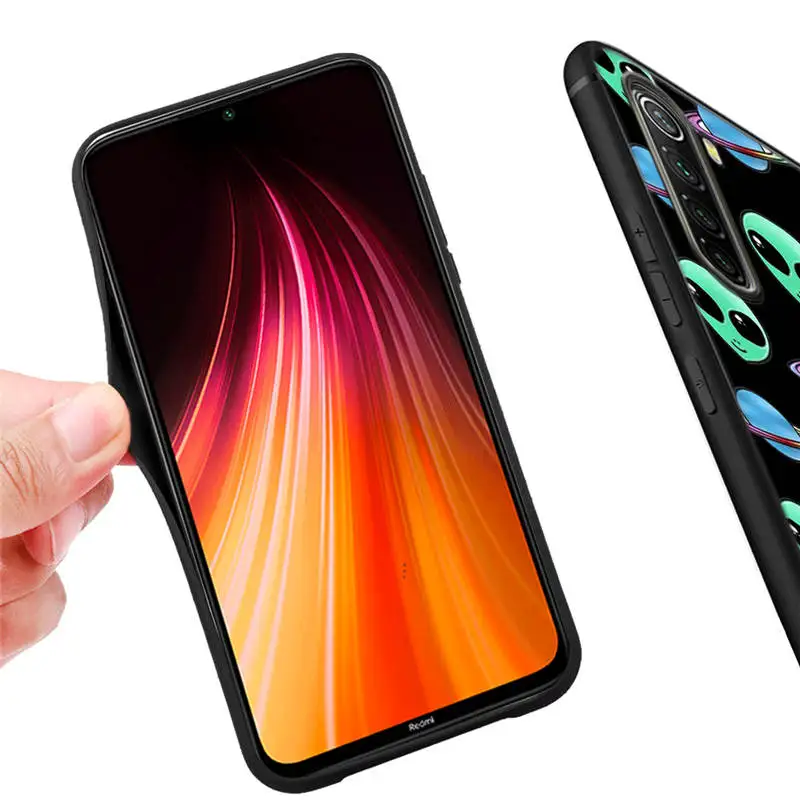 

For Redmi Note 7 7A 8 8A 8T 9 9S 10X K30 Pro Max 4G 5G Case For Redmi Note 9 Pro Max 9S Black Silicone Alien Pattern Cover