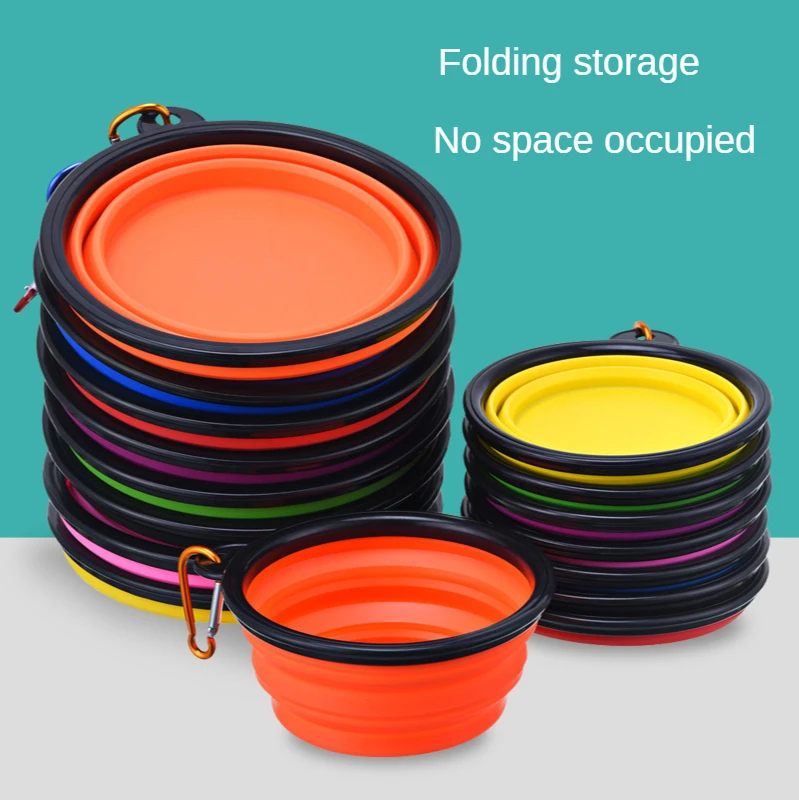 

Pet bowl Dog feeder supplies Silica Gel Pet Bowl Collapsible Silicone Cat Dog Bowl Candy Color Outdoor Trave
