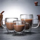 Термостойкая стеклянная чашка с двойными стенками, 80250350450 мл, пивные кофейные чашки, кружка ручной работы для здоровых напитков, чайные кружки, прозрачная посуда