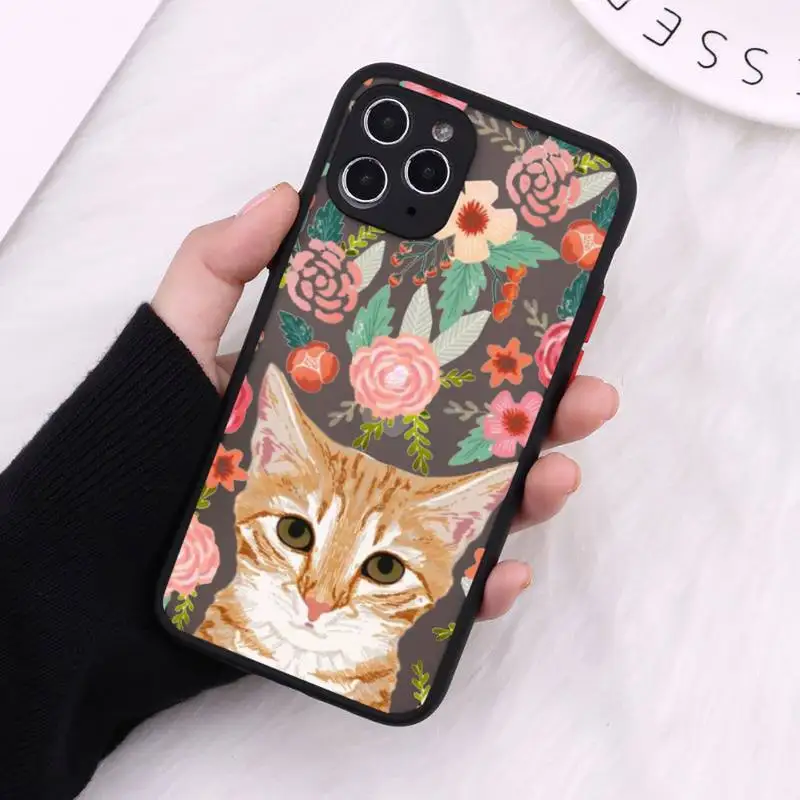 

Animal flower dog cat cute Phone Cases Matte For iPhone 12 Mini 11 Pro XR XS Max 7 8 Plus X Hard PC Back Cover