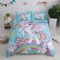 3d cartoon lovely unicorns bedding set king size floral girl quilt duvet cover girly home textiles drop ship kawaii bed