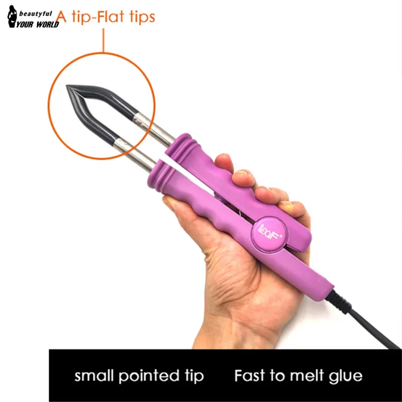 

Loof Professional Stiletto Heat Wand Heat Clamp Connectors Iron Electric Hair Extension Iron Flat Keratin Bonding Styling Tools