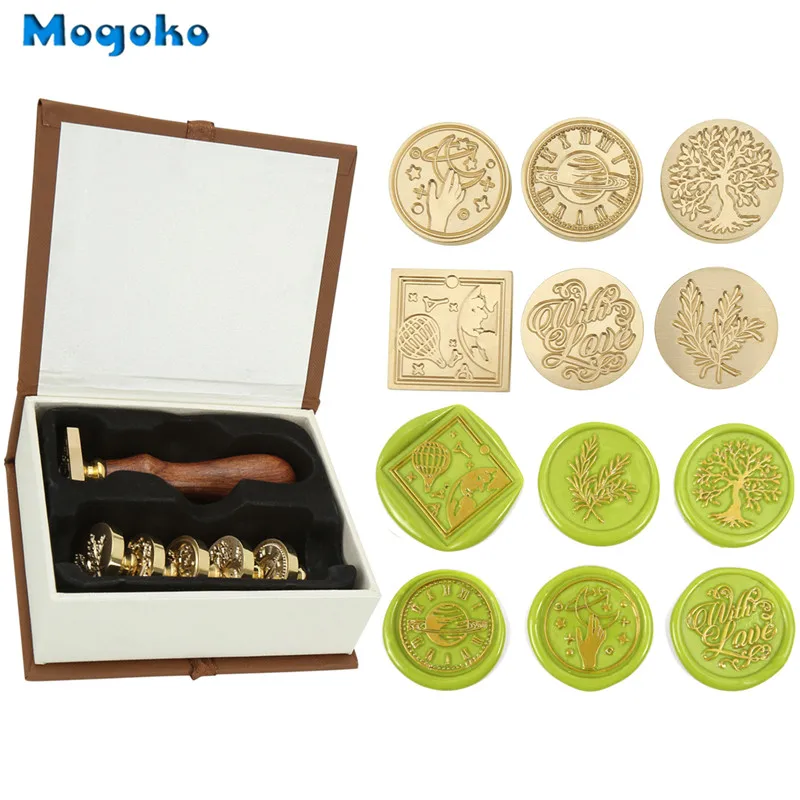 Набор печатей для воска Mogoko серия Botanical and Moon герметичный штамп 6x винтажные