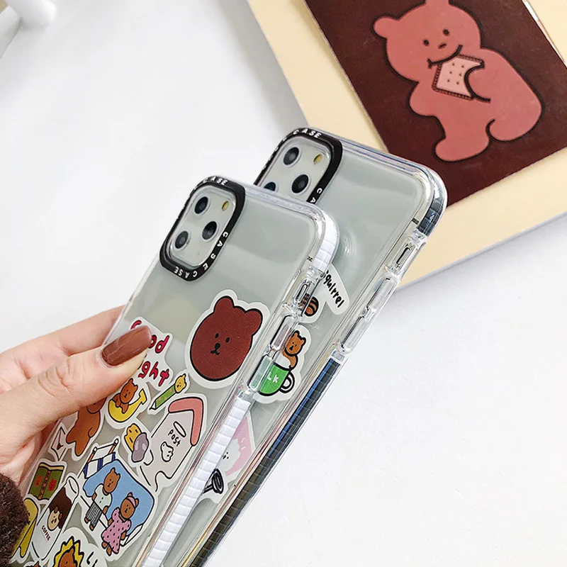 Прозрачный чехол для телефона с милым медведем и львом iPhone 11 Pro Max XR X 7 8 Plus XS SE 2020