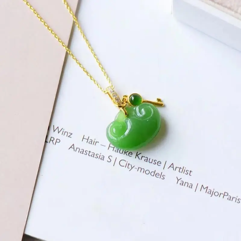 

New silver inlaid natural Hetian Jasper Pendant Necklace Chinese style retro minority design light luxury charm women's jewelry