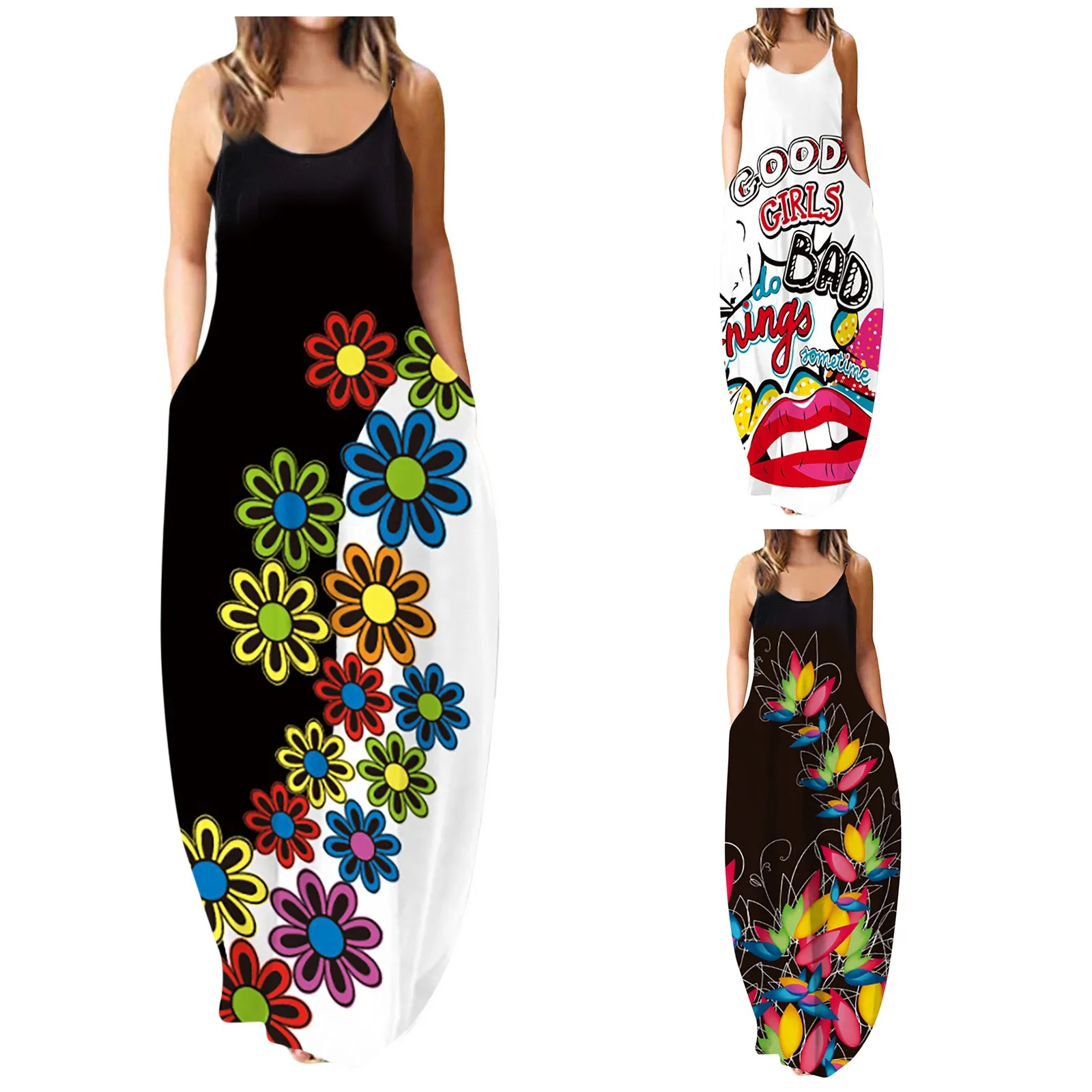 

56# Print Strapless Sling Dress Women Summer Beach Sexy Sleeveless Long Dresses Female Elegant Tube Top Sundress Fashion Clothes