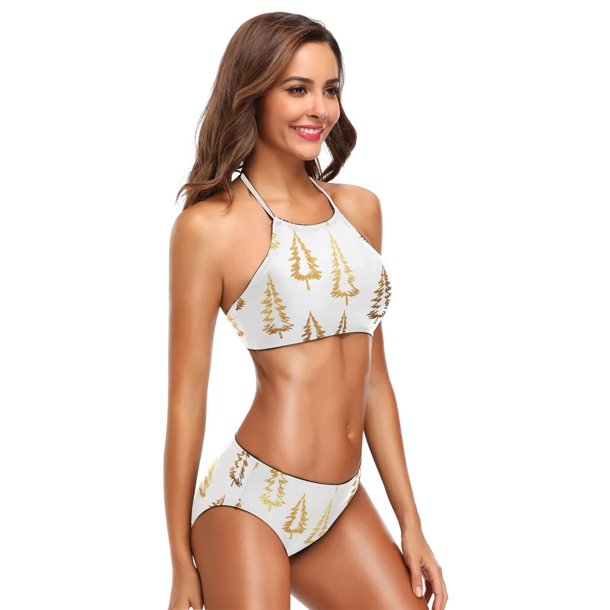 

Luren Bikini 2021 Christmas Style Sexy Fashion Tube Top Beach Bathing Suit Swimwear 2 Peice Set Women