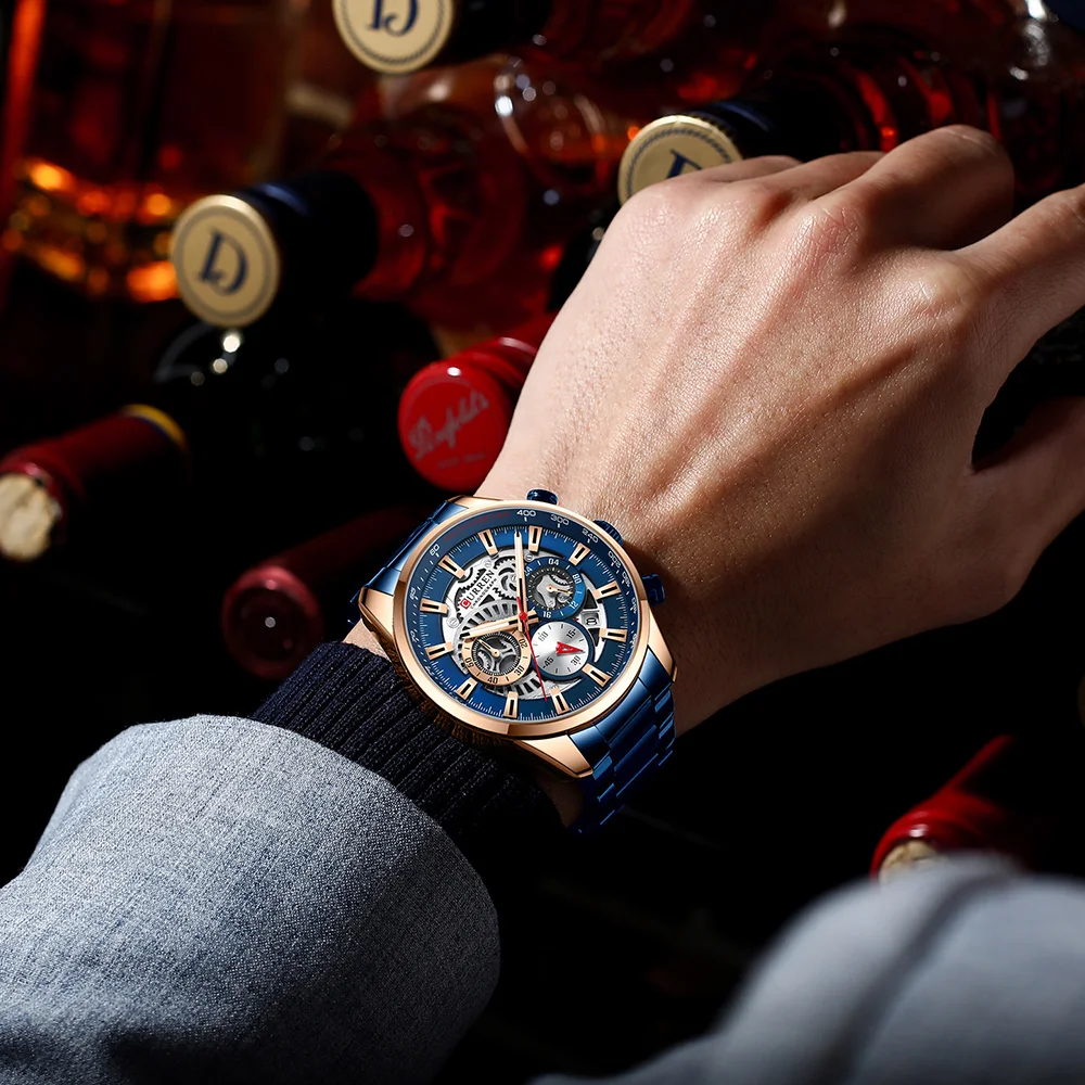 

CURREN Mens Luxury Casual Quartz Wristwatches with Luminous hands Sport Chronograph Clock Stainless Steel Wrist Watches for Male