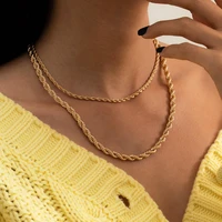 fashion twisted rope link chains necklace for women men gold color hip hop chunky wide thin chain necklace boho jewelry gifts