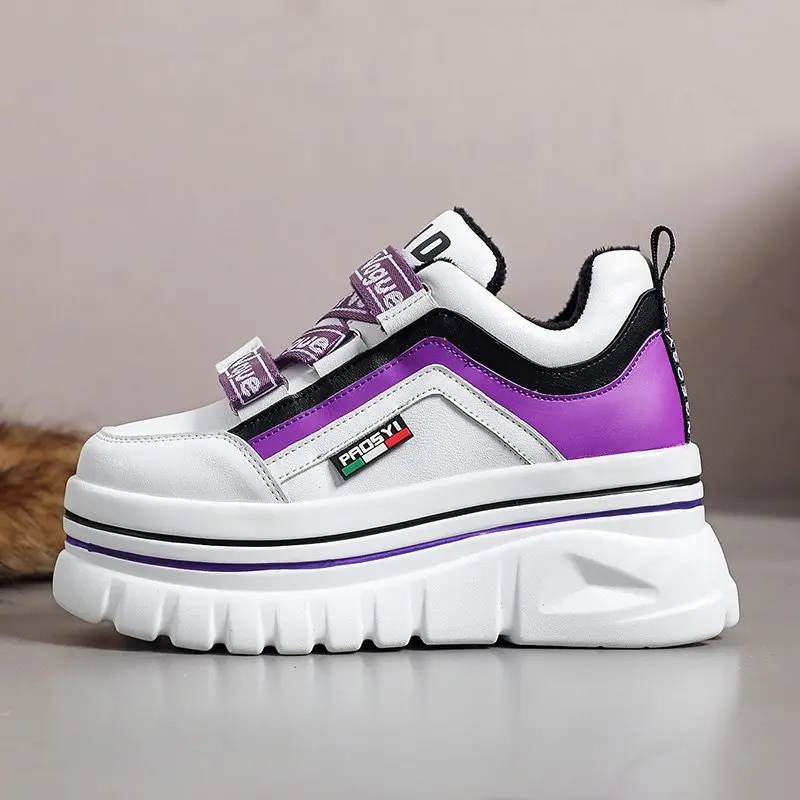 

Кроссовки женские на платформе, Вулканизированная подошва, увеличивающие рост, повседневная обувь для тренировок