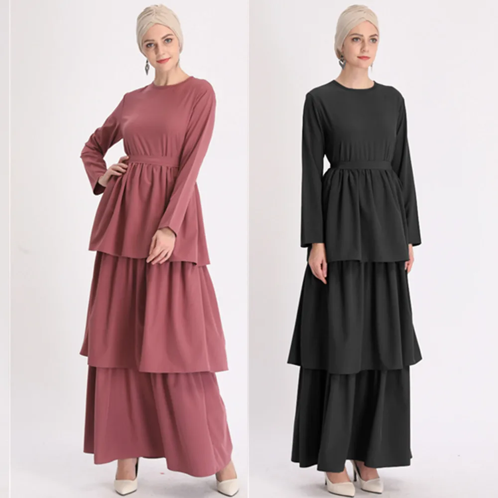 Мусульманские модные платья для женщин, абайя кафтан, однотонное Свободное длинное платье макси, арабское турецкое дубайское платье, хлопк...