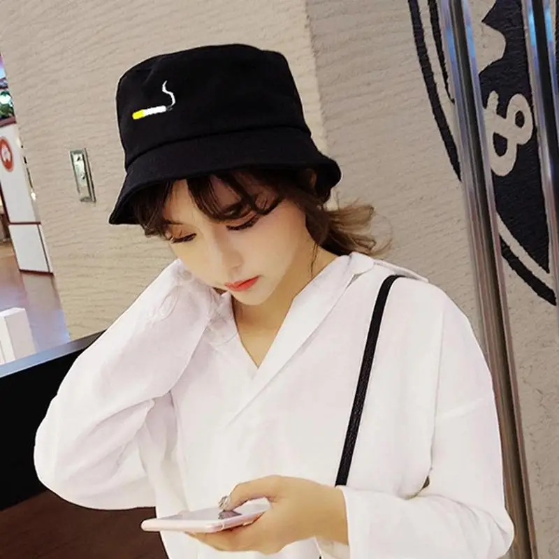 Унисекс Панама шапки для рыбаков отдыха модные женские с вышивкой сигарет Боба