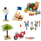 Город строительные блоки в виде книжной обложки ATM стол кровать Туалет дерево движения светильник Friends игрушки для детей с выдвижными ящиками город МОС аксессуары Игрушка