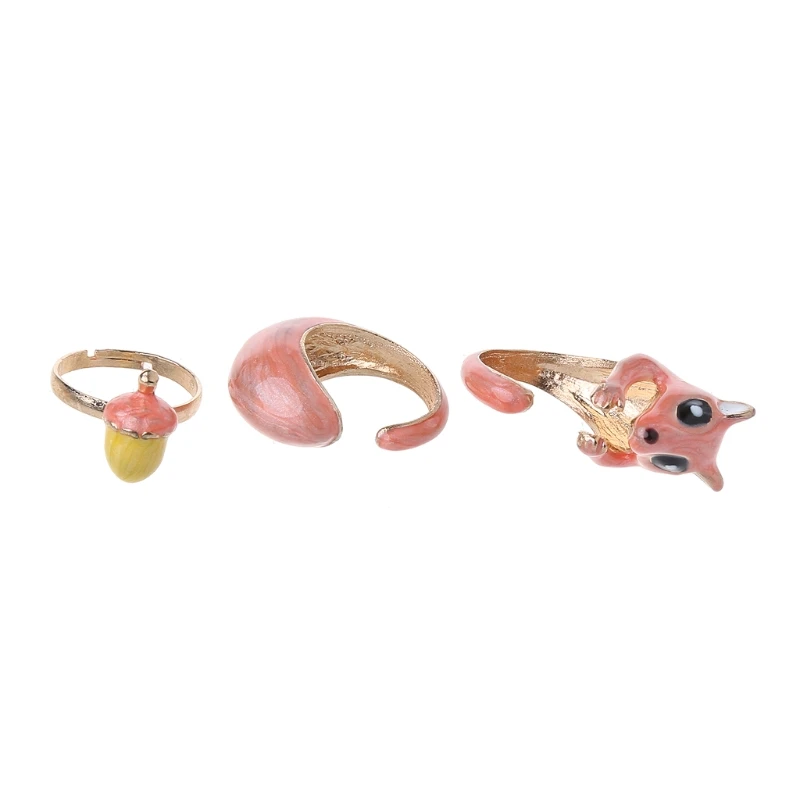 3 шт./компл. набор колец с эмалью белка лось лебедь животное для женщин |