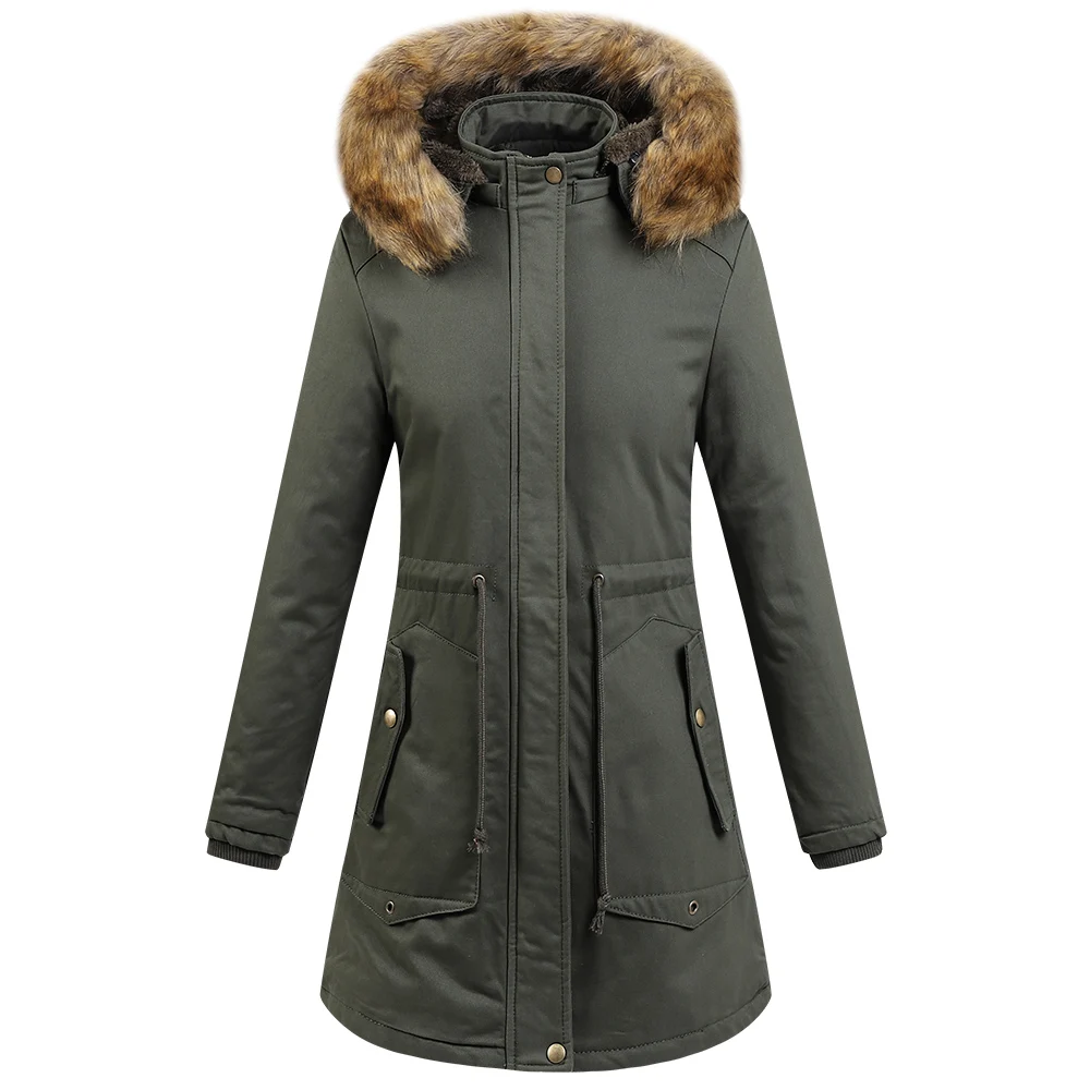 Зимнее пальто женская длинная парка женские меховые утепленные толстовки