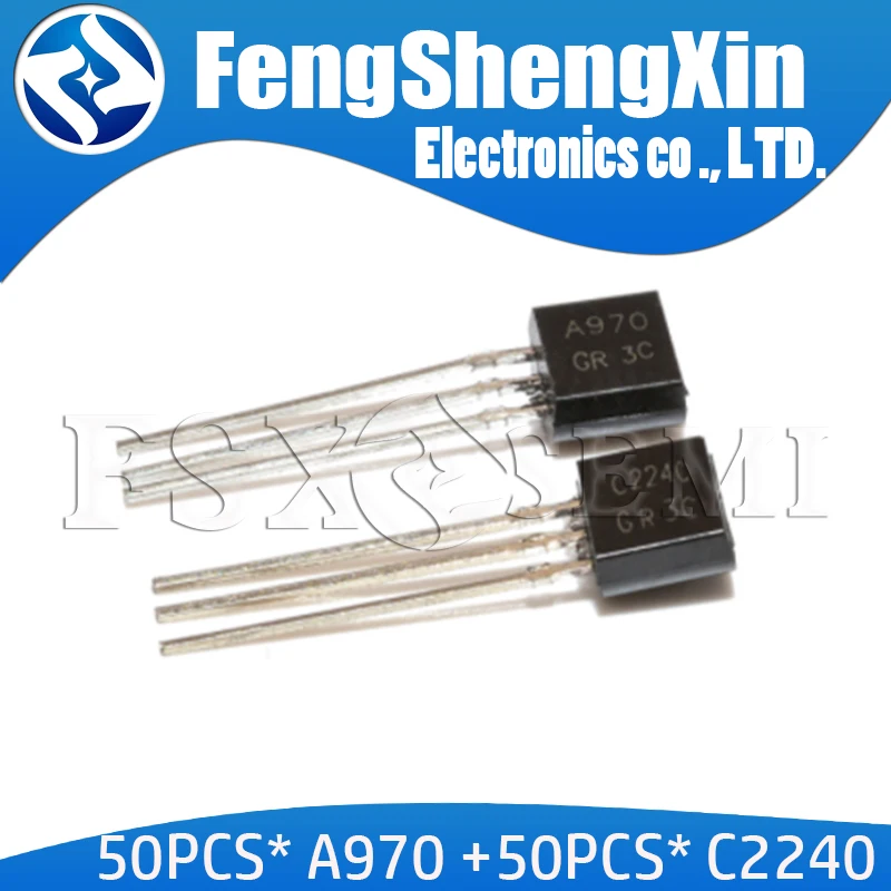 

100pcs New 2SA970 2SC2240 TO92 (50PCS* A970 +50PCS* C2240 ) TO-92 Bipolar Transistors - BJT NPN