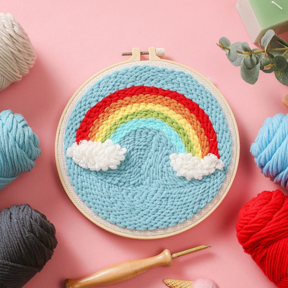 Радужные наборы для вышивки сделай сам детей Мультяшные шерстяные начинающих