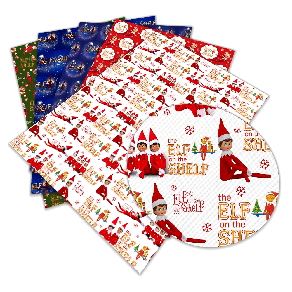 

Faux Leather New Character Cartoon The Elf On The Shelf Printed A4 22x30cm for DIY Hair Bow Bags Shoes Crafts