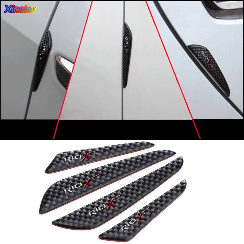 

4 шт., наклейки на дверь автомобиля из углеродного волокна для kia RIO rio x-line