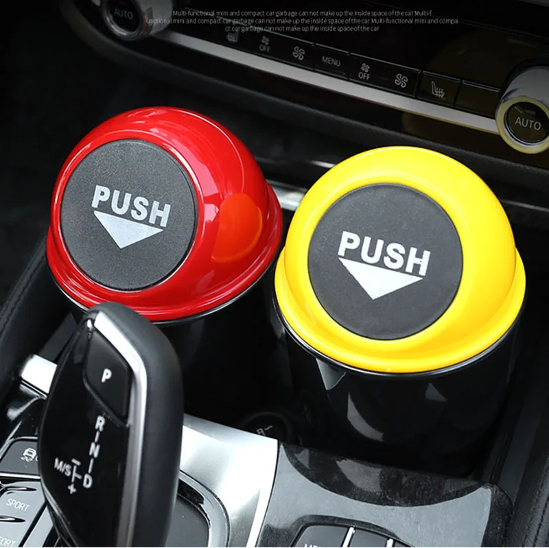 

Cubo de basura para coche, contenedor con soporte para Cenicero, amarillo, rojo, azul, negro y gris