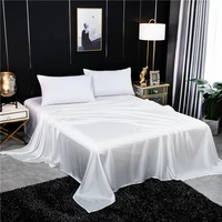 solid color flat sheet mulberry silk bed sheet queen king size real silk bedding sheet high quality home textile sheet