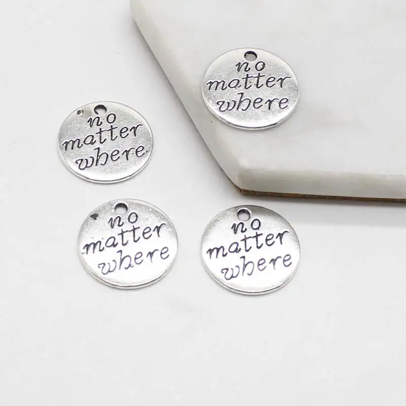 

6pcs charm friendship no matter wbere round English pendant DIY handmade jewelry accessories