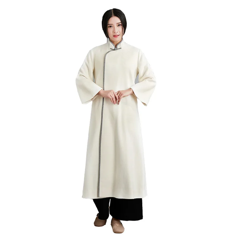 

New Chinese style stand collar Zen dress for women in autumn and winter